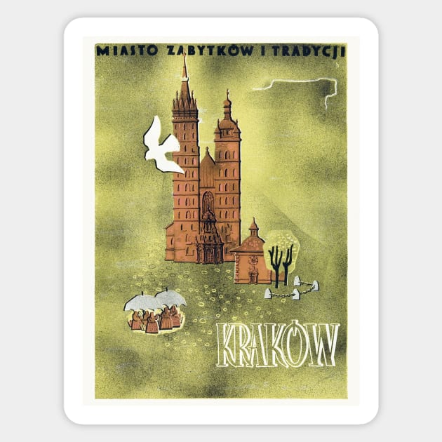 Krakow Poland Vintage Poster 1930s Sticker by vintagetreasure